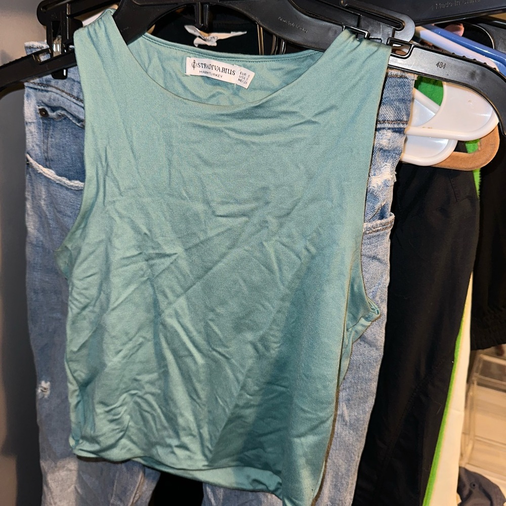 Stradivarius Blue Green Top